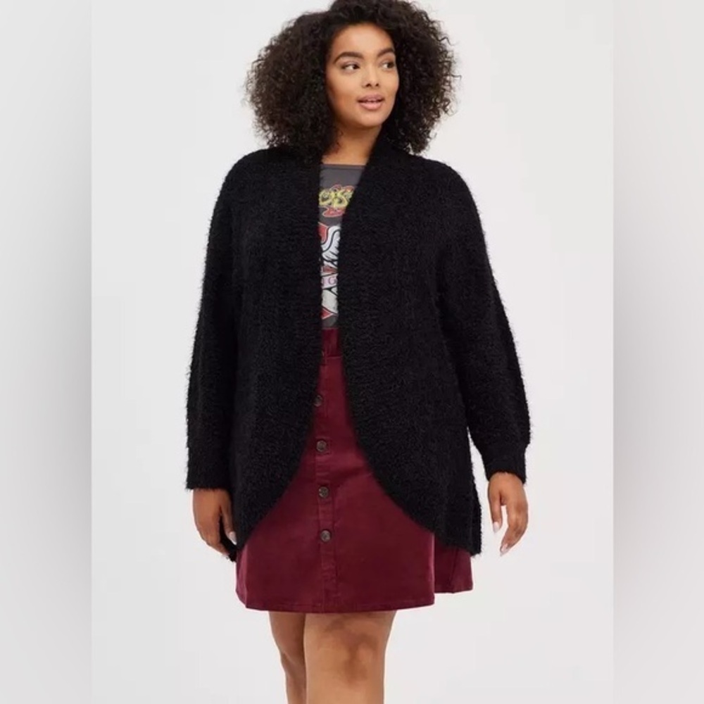 ❤️FINAL SALE❤️ Torrid Black Popcorn Open-Front Cocoon Kimono Sweater Size 2X